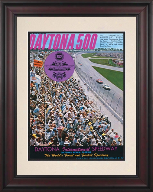 7th Annual 1965 Daytona 500 Framed 10.5 X 14 Program Print