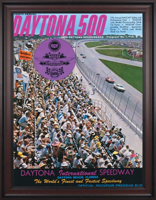 7th Annual 1965 Daytona 500 Framed 36 X 48 Program Newspaper