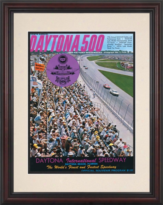 7th Annual 1965 Daytona 500 Framed 8.5  X 11 Progrram Print