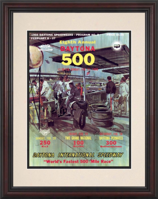 8th Annual 1966 Daytona 500 Framed 8.5  X 11 Program Print