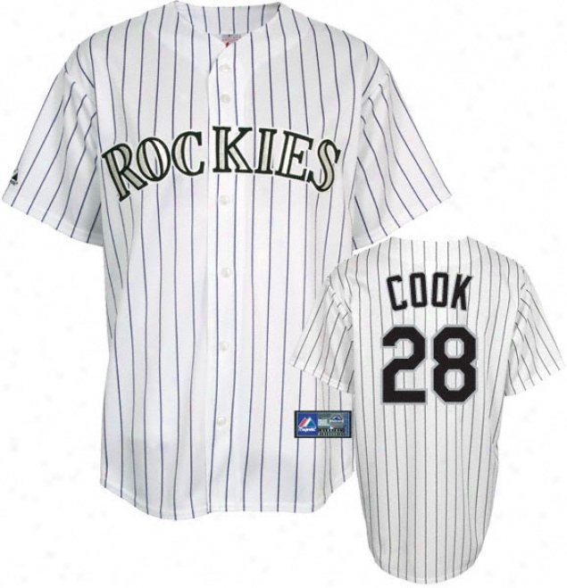 Aaron Cook Jersey: Adult Majestic Home Pinstripe Replica #28 Colorado Rockies Jersey