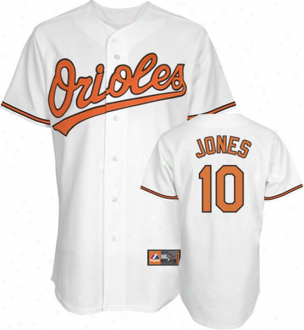 Adam Jones Jersey: Adult Majestic Home White Replica #10 Baltimore Orioles Jersey