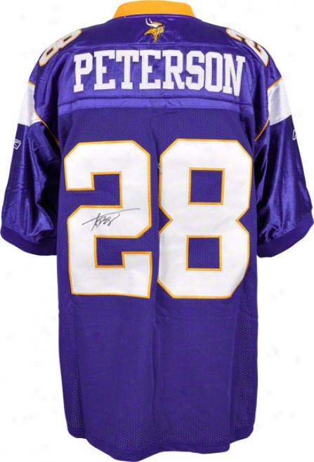 Adrian Peterxon Autographed Jersey  Details: Minnesota Vikings, Purple, With 50 Years Patch