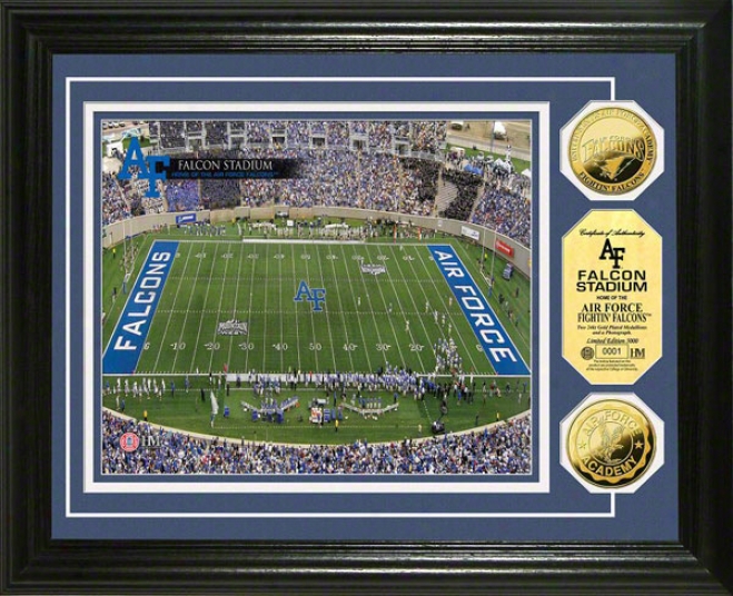 Air Force Falcons Falcon Stadium 24kt Gold Coin Phlto Mint