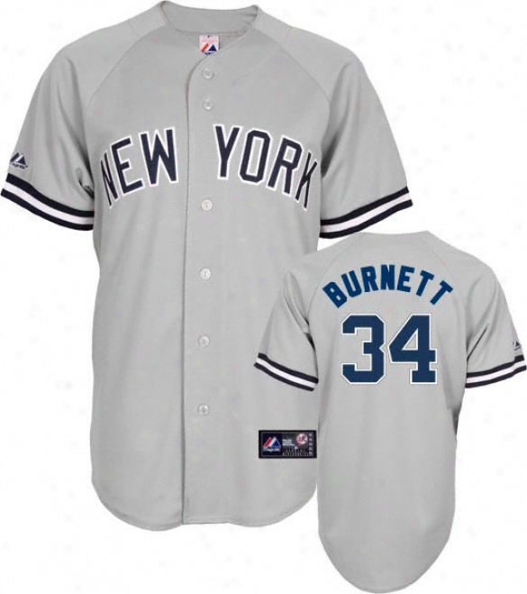 A.j. Burnett Jersey: Adult Majestic Path Grey Replica #34 New York Yankees Jersey