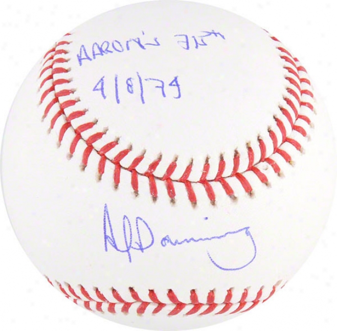 Al Downing Autographed Baseball  Dettails: Aaron's 715th 4-8-74 Inscription