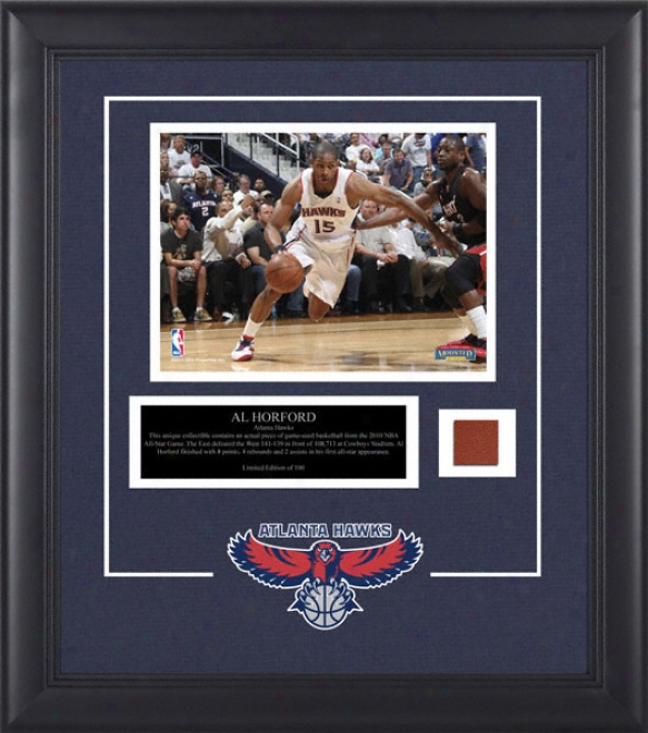 Al Horford Atlanta Hawks Framed 8x10 Photograph With Made of ~ Used 2010 All Star Game Basketball Piece And Descriptive Plate