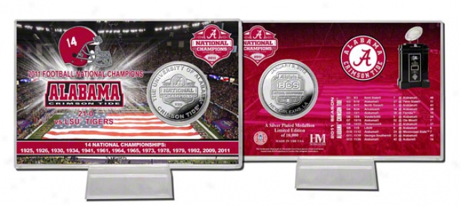 Alabama Crimson Tide 2011 Bcs National Champions Commemorative Silver Coin Card