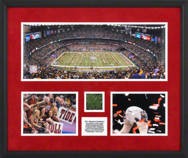 Alabama Crimson Tide Framed Mini Panoramic Collage  Details: 2011 Bcs National Champions, With Game Used Turf