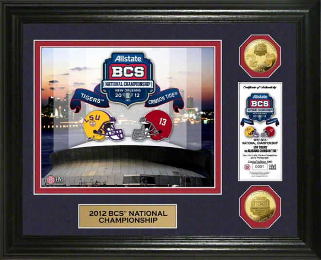 Alabama Crimson Tide Vs Lsu Tigers 2011 Bcs National Gaem Dueling Commemorative Gold Coin Photo Mint