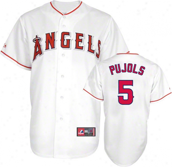 Albert Pujols Jersey: Adult Majestic Home White Replica #5 Los Angeles Angels Of Anaheim Jersey