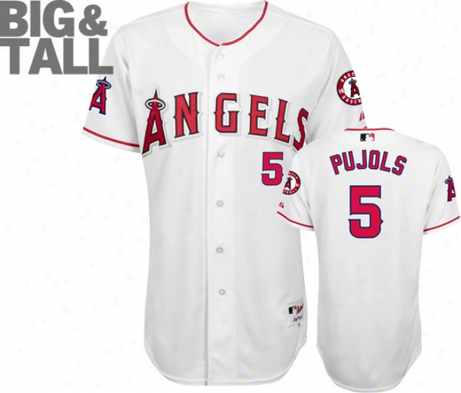 Albert Pujols Los Angeles Angels Of Anaheim Big & Tall White #5 Authentic Jersey