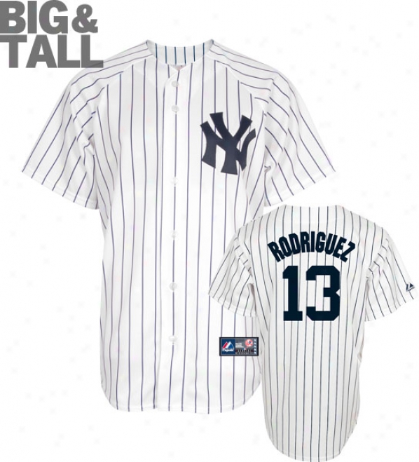 Alex Rodriguez Big & Tall Jersey: Adult Home Pinstripe Replica #13 New York Yankees Jersey