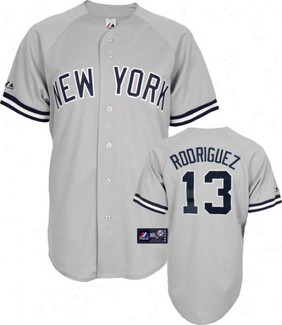 Alex Rodriguez Jersey: Adult Majestic Road Grey Replica #13 New York Yankees Jersey