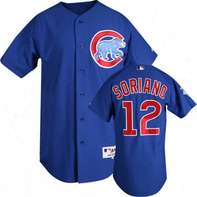 Alfonso Soriano Blue Majestic Authentic Alternate On-field Chicago Cubs Jersey