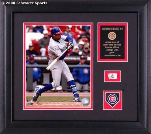 Alfonso Soriano Chicago Cubs - Piece With Ball & Medallion - Framed 8x10 Photograph