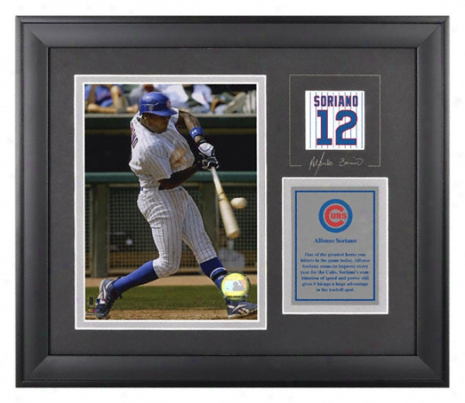 Alfonso Soriano Framed 6x8 Photograph  Details: Chicago Cubs, With Facsimile Signature