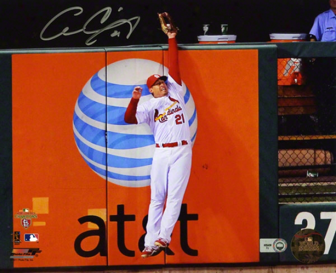 Allen Craig Autographed 8x10 Photograph  Details: St. Louis Cardinals, 2011 World Series, Robbing Homerun