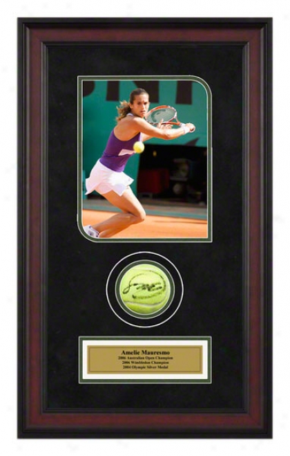 Amelie Mauresmo French Open Framed Autographed Tennis Ball With Photo