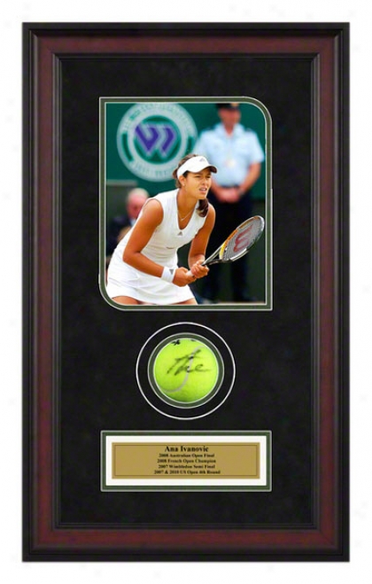 Ana Ivaonvic 2007 Wimbledon Match Framed Autographed Tennnis Ball Attending Photo