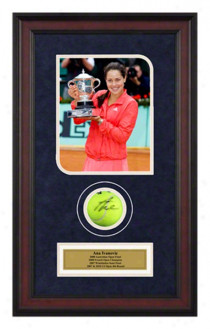 Ana Ivanovic 2008 French Open Framed Autographed Tennis Ball With Photo