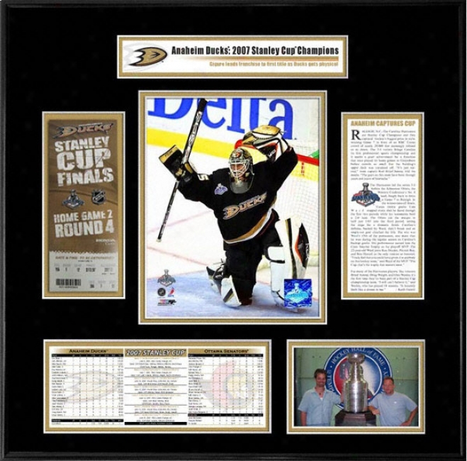 Anaheim Ducks - Game 1 Jean-sebastien Gigueer - 2007 Stanley Cup Champions Ticket Frame