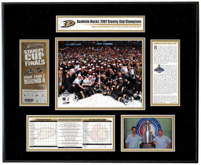 Anaheim Ducks - Team Celebration - 2007 Stanley Cup Champions Ticket Frame