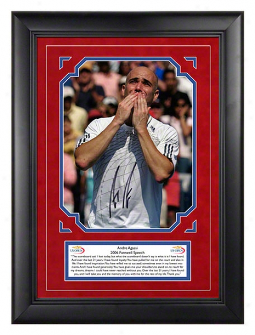 Andre Agassi Autographed Farewell Framed Photograph