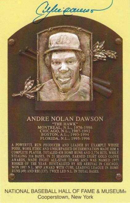 Andre Dawson Autographed Hall Of Fame 3x5 Card