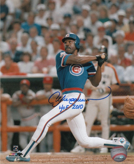 Andre Dawson Chicago Cubs - Swinging - Autographed 8x10 Photograph With Hof 2010 Inscription