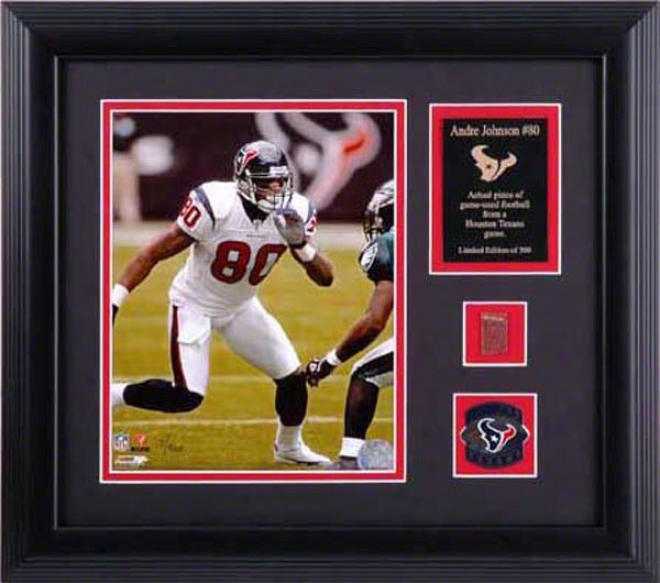 Andre Johnson Houston Texans Framed 8x10 Photograph With Football And Medal