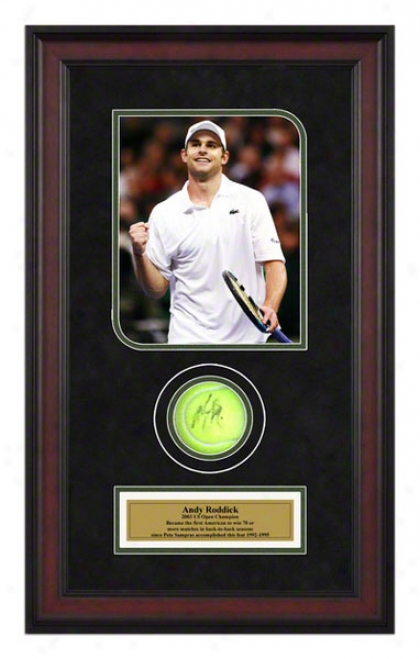 Andy Roddick Davis Draught Final Framed Autographed Tennis Ball With Photo