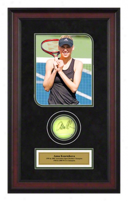 Anna Kournikova Framed Autographed Tennis Balk With Photo