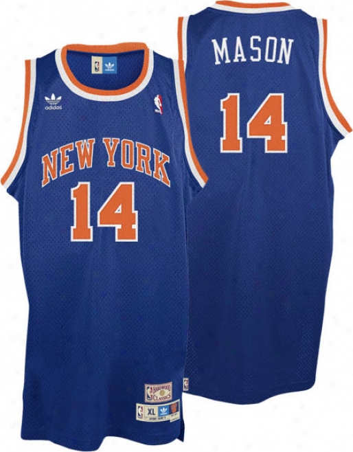 Anthony Mason Jersey: Adidas Blue Throwback Swingman #14 New York Knicks Jersey