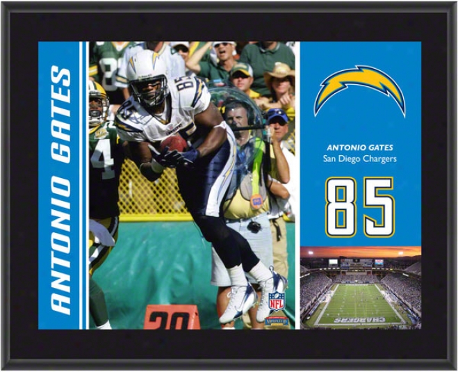 Antonio Gates Plaque  Details: San Diego Chargers, Sublimated , 10x13, Nfl Brooch