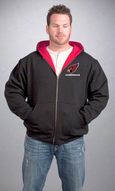 Arizona Cardinals Jacket: Black Reebok Hooded Craftsman Jacket