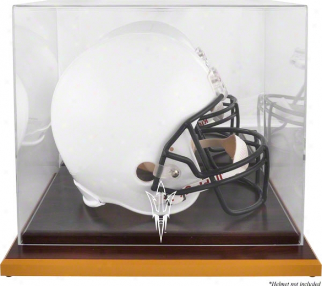 Arizona State Sun Devils Wood Base Logo Helmet Display Case With Mirror Back