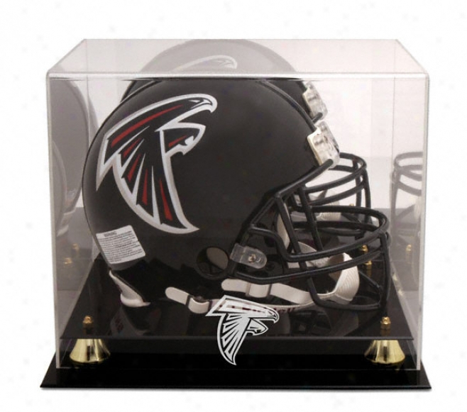 Atlanta Falcons Golden Classic Helmet Display Case And Mirror Back