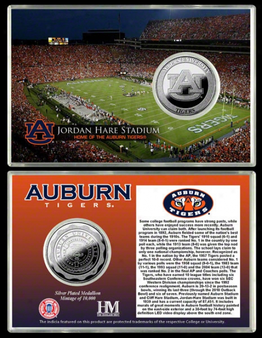 Auburn Tigers Jordan Hare Stadium Silver Coin Card