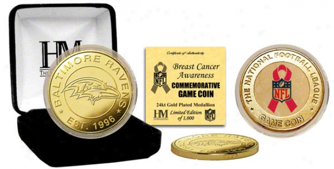 Baltimore Ravens Breast Cancer Awareness 24kt Gold Game Coin