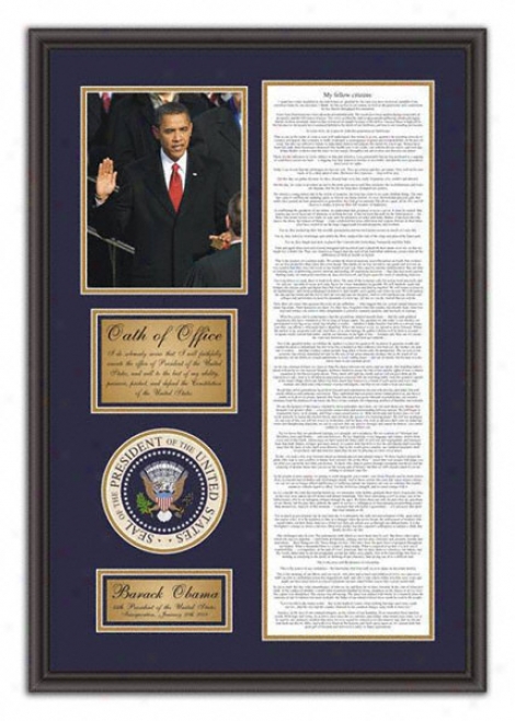 Barack Obama - Inauguration Addrrss - Deluxe Framed Photograph With Logo