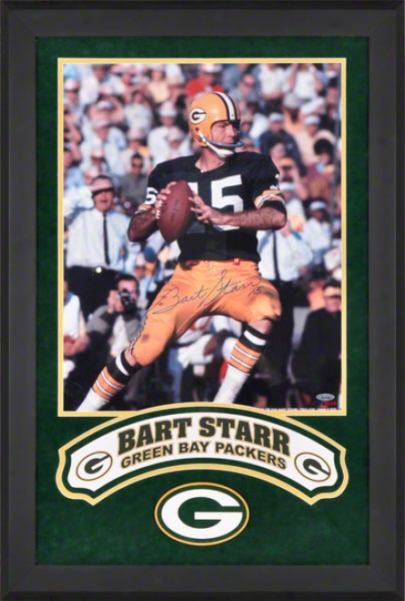 Bart Starr Deluxe Framer Autographed 16x20 Photograph  Details: Green Bay Packers, Vertical