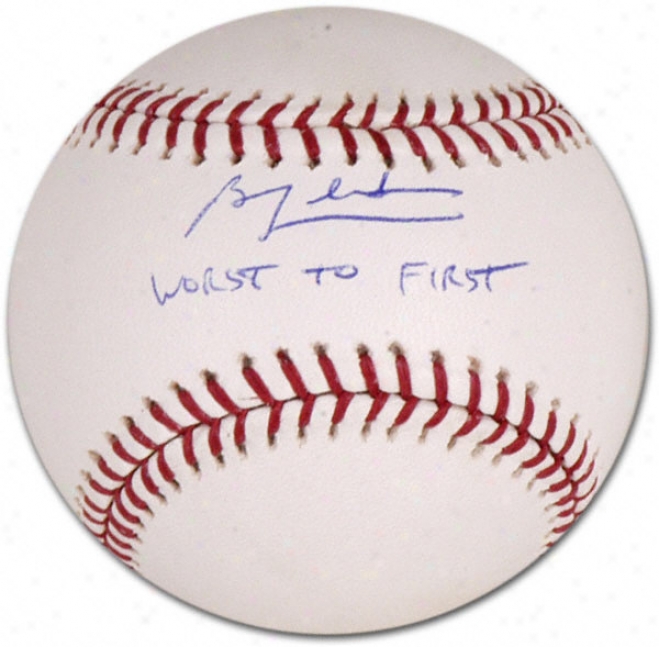 Ben Zobrist Autographed Baseball With Worst To First Inscription