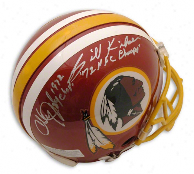 Billy Kilmer And Charley Taylor Autographed Pro-line Helmet  Details: Washington Redskins, Inscribed '72 Nfc Champs, Authentic Riddell Helmet