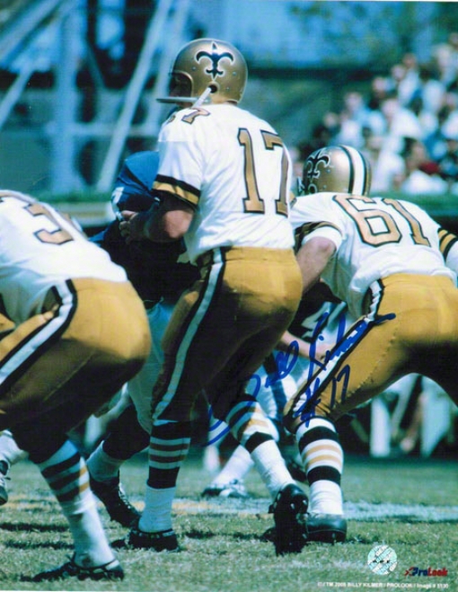 Billy Kilmer New Orleans Saints Autographed 8x10 Photo Dropping Back