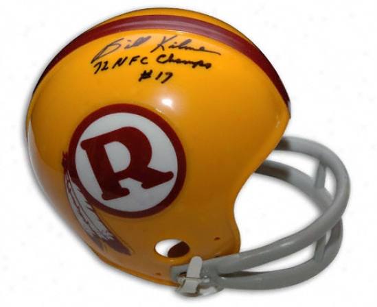 Billy Kilmer Washington Redskins Autogra0hed Throwback Mini Helmet With ''72 Nfc Champs'' Inscription