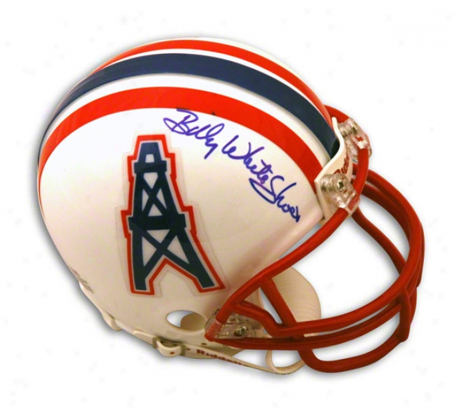 Billy &quotwhite Shoes&quot Johnson Houston Oilers Autographed Mini Helmet