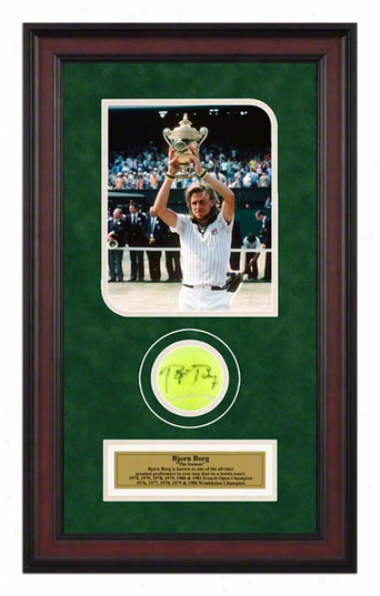 Bjorn Borg 1976 Wimbledon Championships Framed Autographed Tennis Missile  With Photo