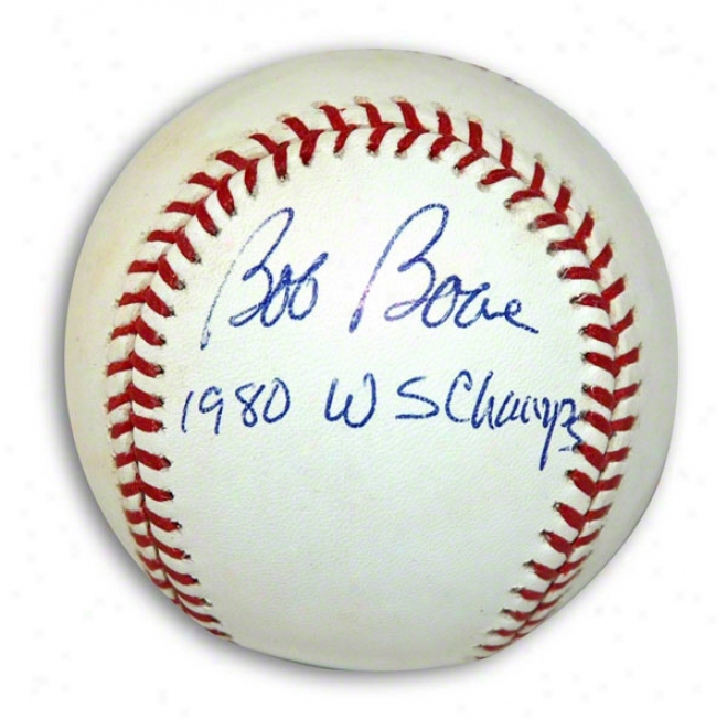 Bob Boone Autographed Mlb Baseball Inscribed 1980 Ws Champs