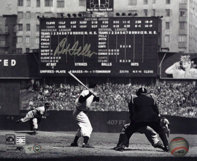 Bob Feller Cleveland Indians - At Bwt - Autographed 8x10 Photograph With Mlb Hologram